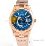 N9 Factory Rolex Sky-Dweller WORLD TIMER Watch Rose Gold Blue Dial